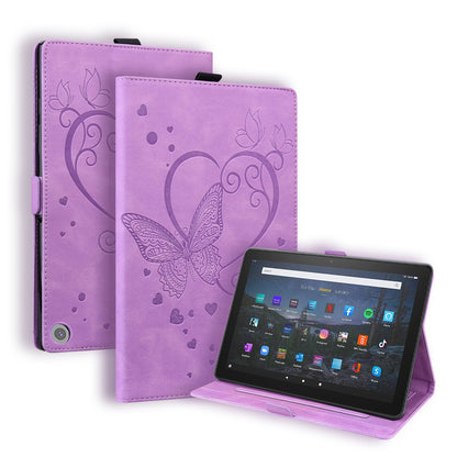 Love Butterfly Kindle Fire HD8 Plus (2020) Grils Leather Case Embossing Wallet Flip Stand