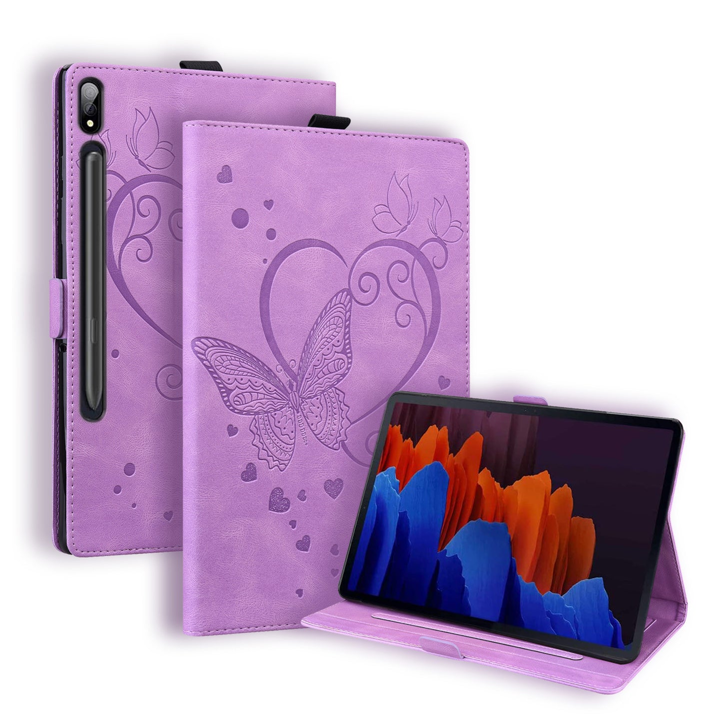 Love Butterfly Galaxy Tab S8 Grils Leather Case Embossing Wallet Flip Stand