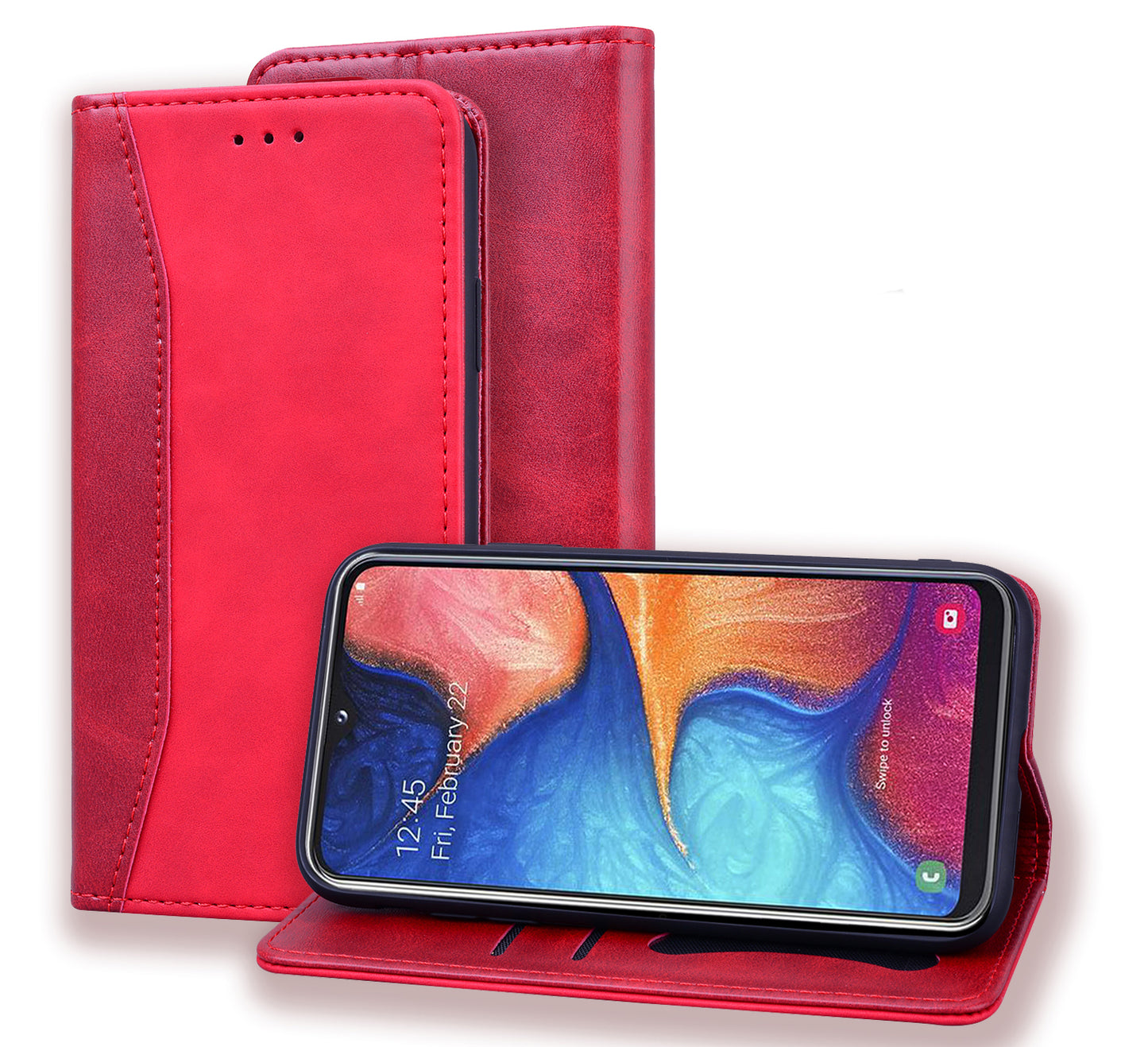 Business Stitching Galaxy A30 Leather Case Homochromatic Retro Wallet Stand