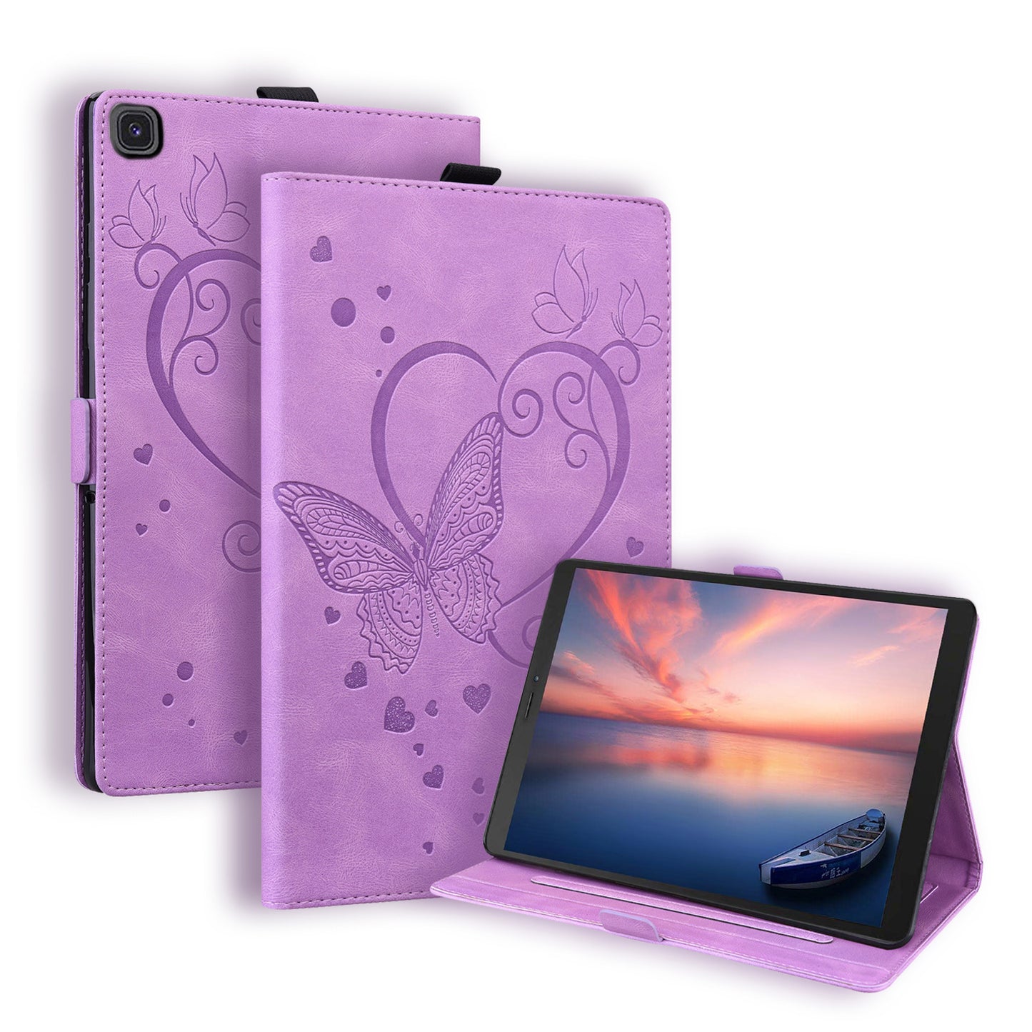 Love Butterfly Galaxy Tab A 8.0 (2019) Grils Leather Case Embossing Wallet Flip Stand