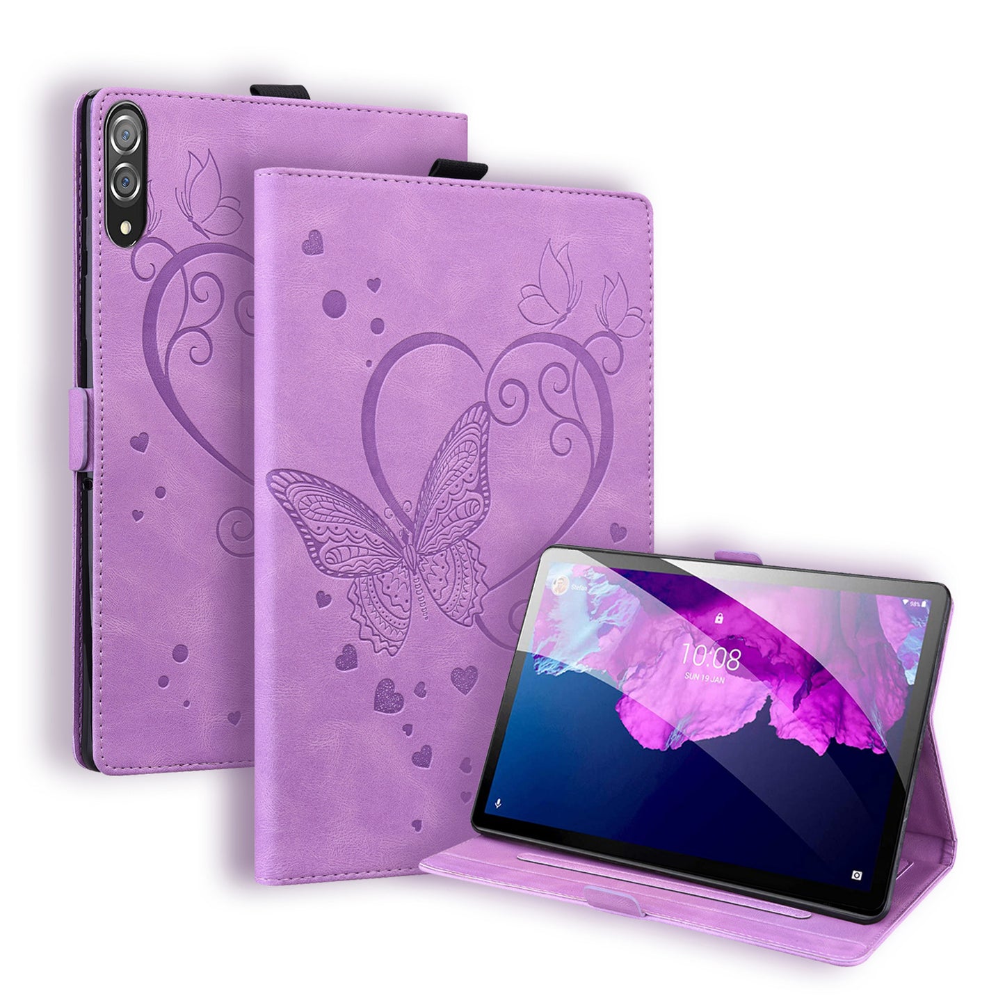 Love Butterfly Lenovo Tab P11 Pro (2021) Grils Leather Case Embossing Wallet Flip Stand