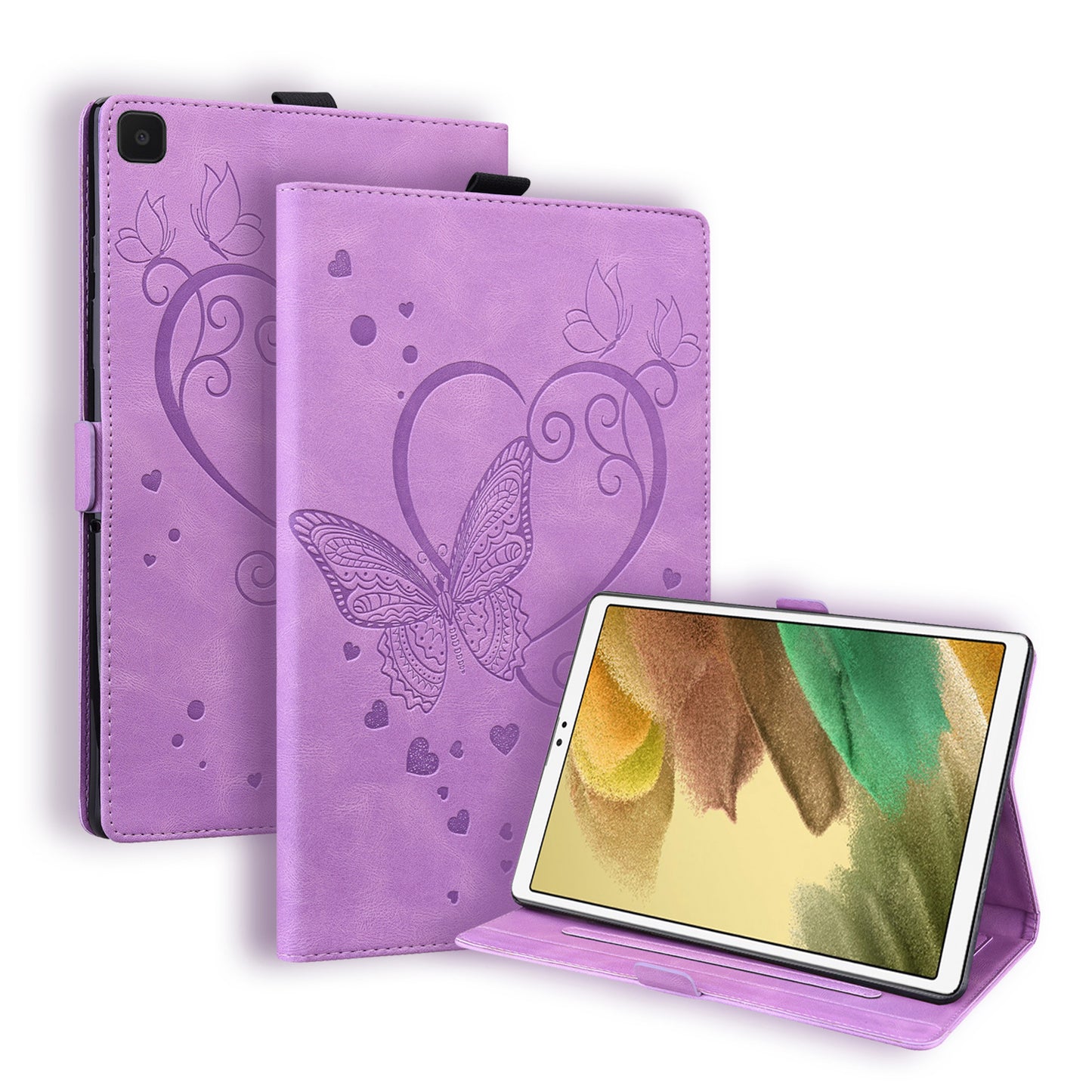 Love Butterfly Galaxy Tab A7 Lite Grils Leather Case Embossing Wallet Flip Stand