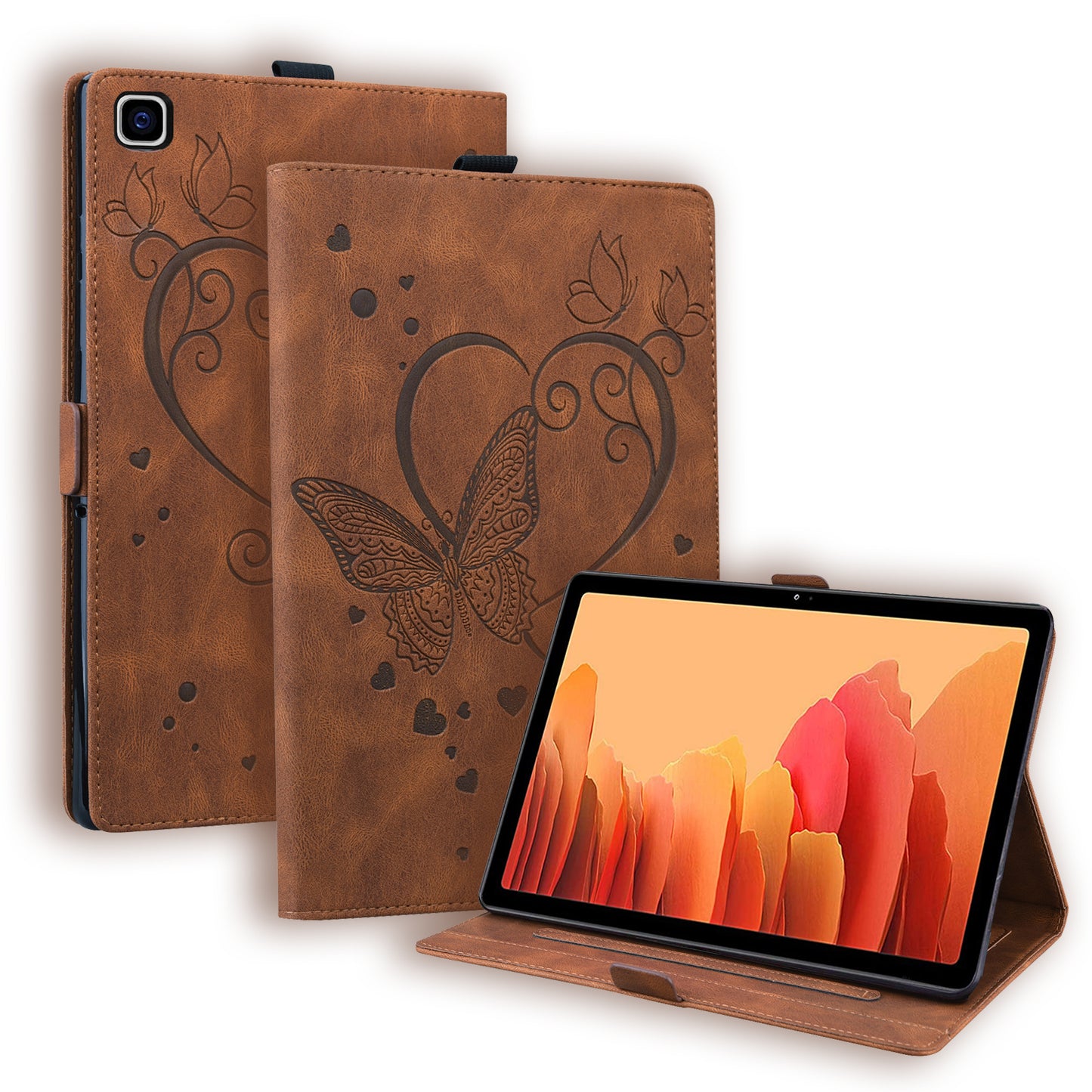 Love Butterfly Galaxy Tab A8 Grils Leather Case Embossing Wallet Flip Stand