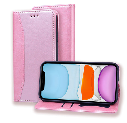 Business Stitching iPhone 14 Pro Max Leather Case Homochromatic Retro Wallet Stand