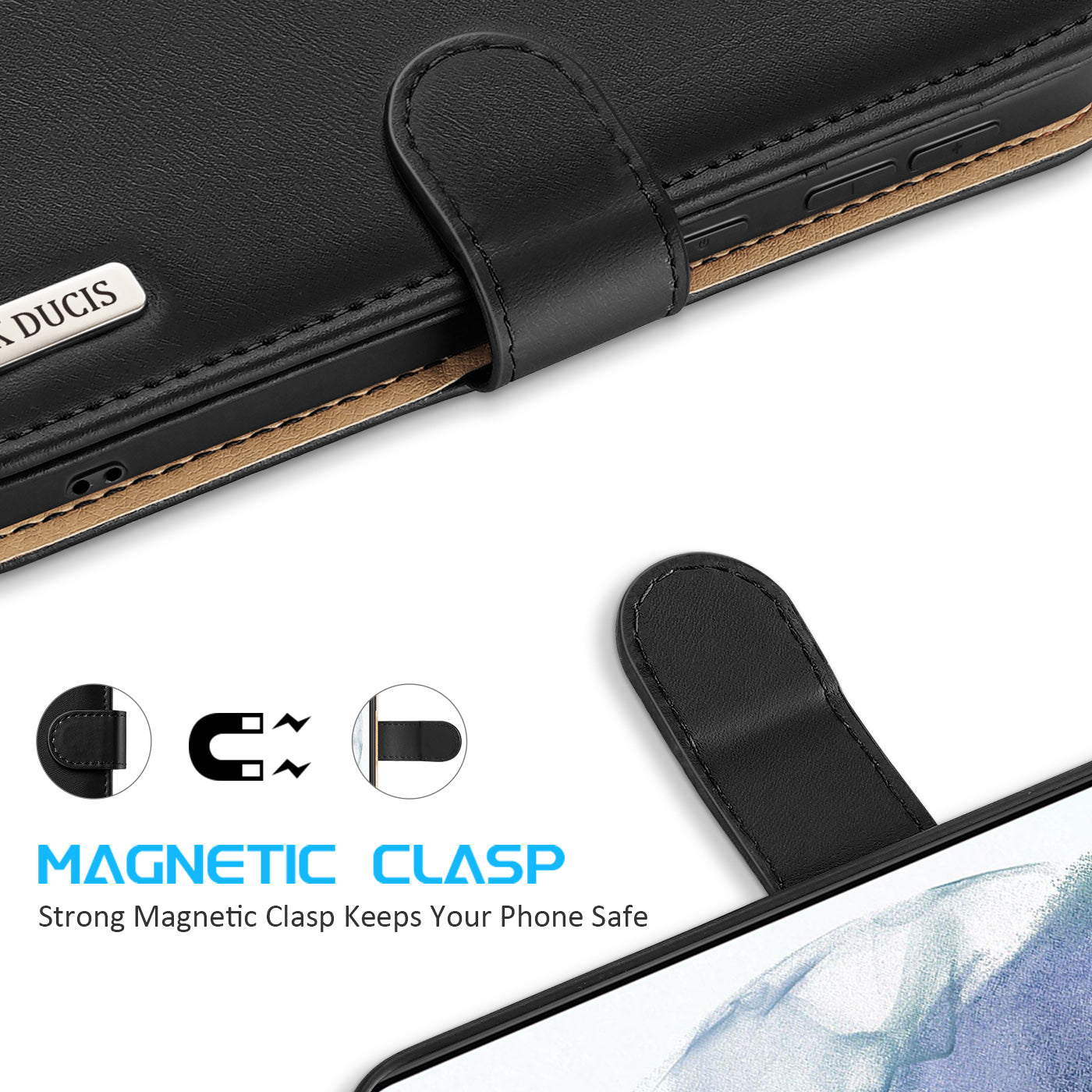 Hivo Magnetic Samsung Galaxy S21 FE Leather Case RFID Card Slots Magnetic Stand