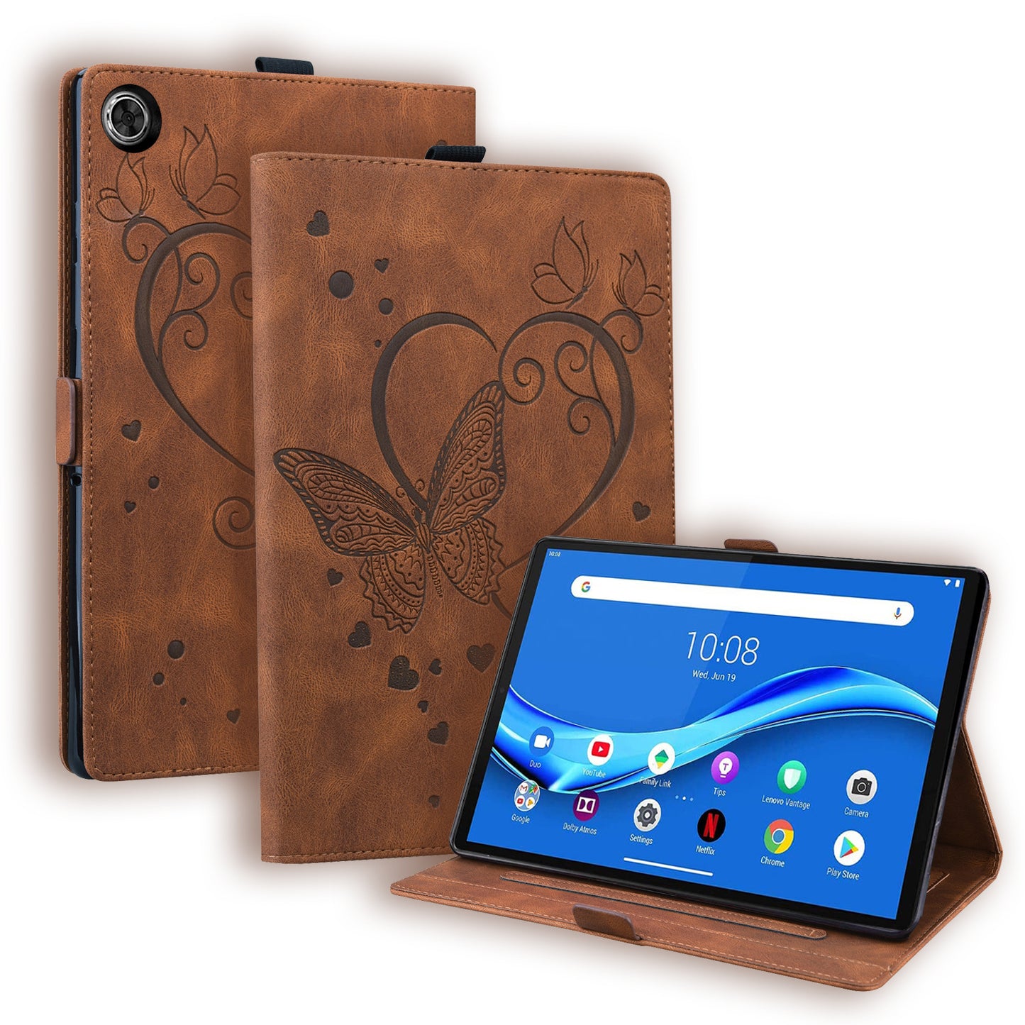 Love Butterfly Lenovo Tab K10 (2021) Grils Leather Case Embossing Wallet Flip Stand