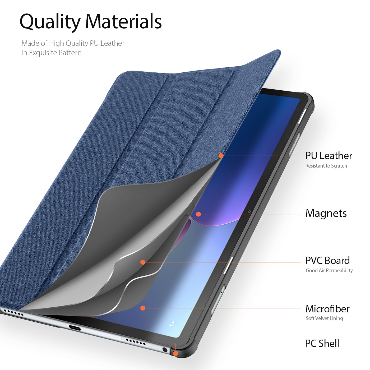 Domo Flip Lenovo Tab M10 (2022) Leather Case Smart Magnetic Tri-fold Stand