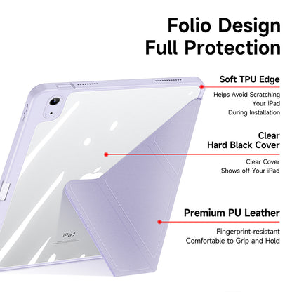 Magic Portrail Apple iPad 10 Leather Case Detachable Back Soft TPU Clear Mutiple Stand