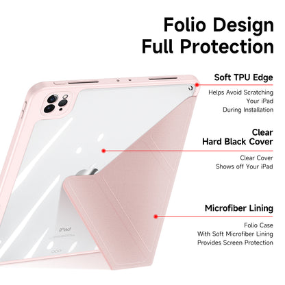 Magic Portrail iPad Pro 11 (2021) Leather Case Detachable Back Soft TPU Clear Mutiple Stand