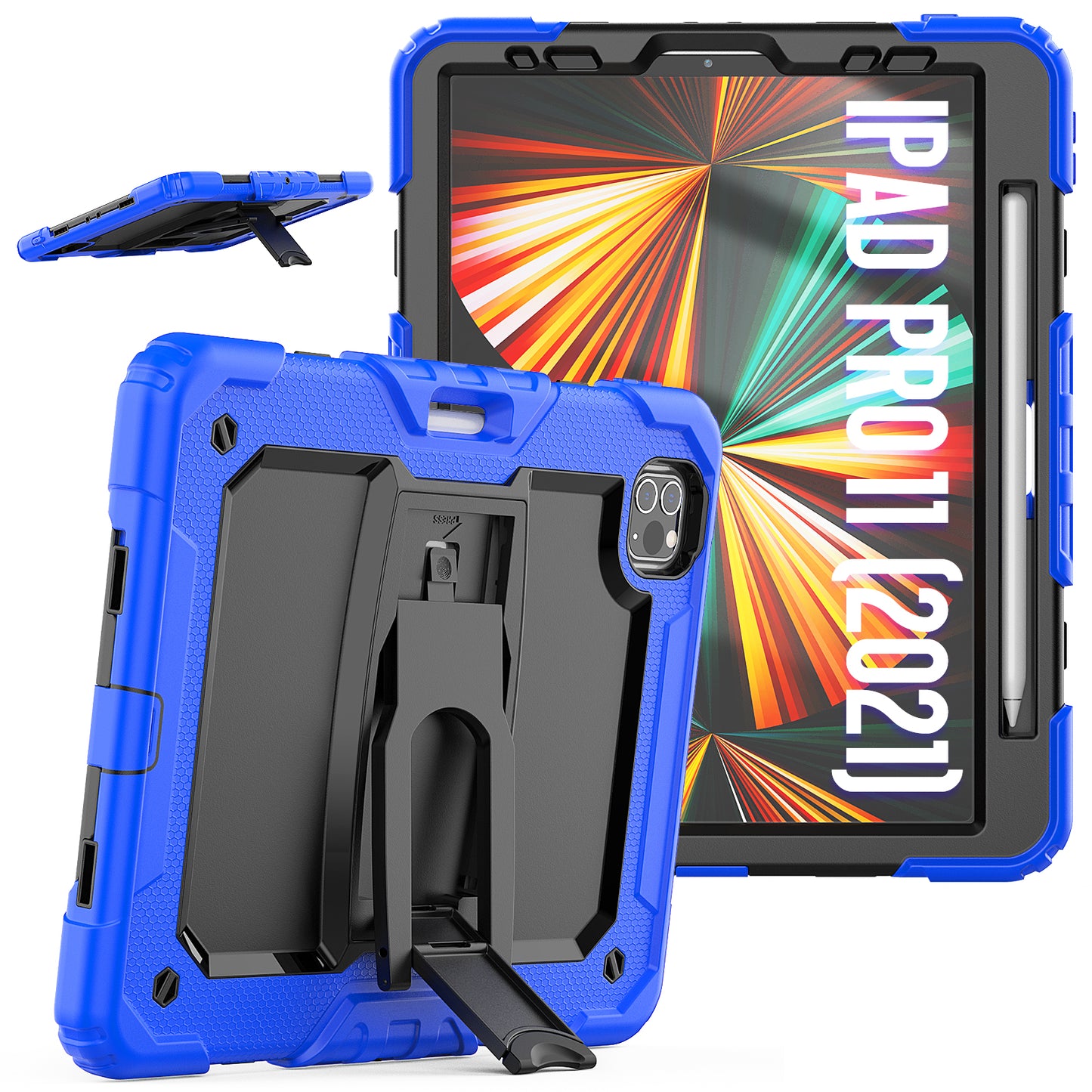 Kickstand iPad Air 4 Shockproof Case Built-in Screen Protector Shoulder Strap Detachable