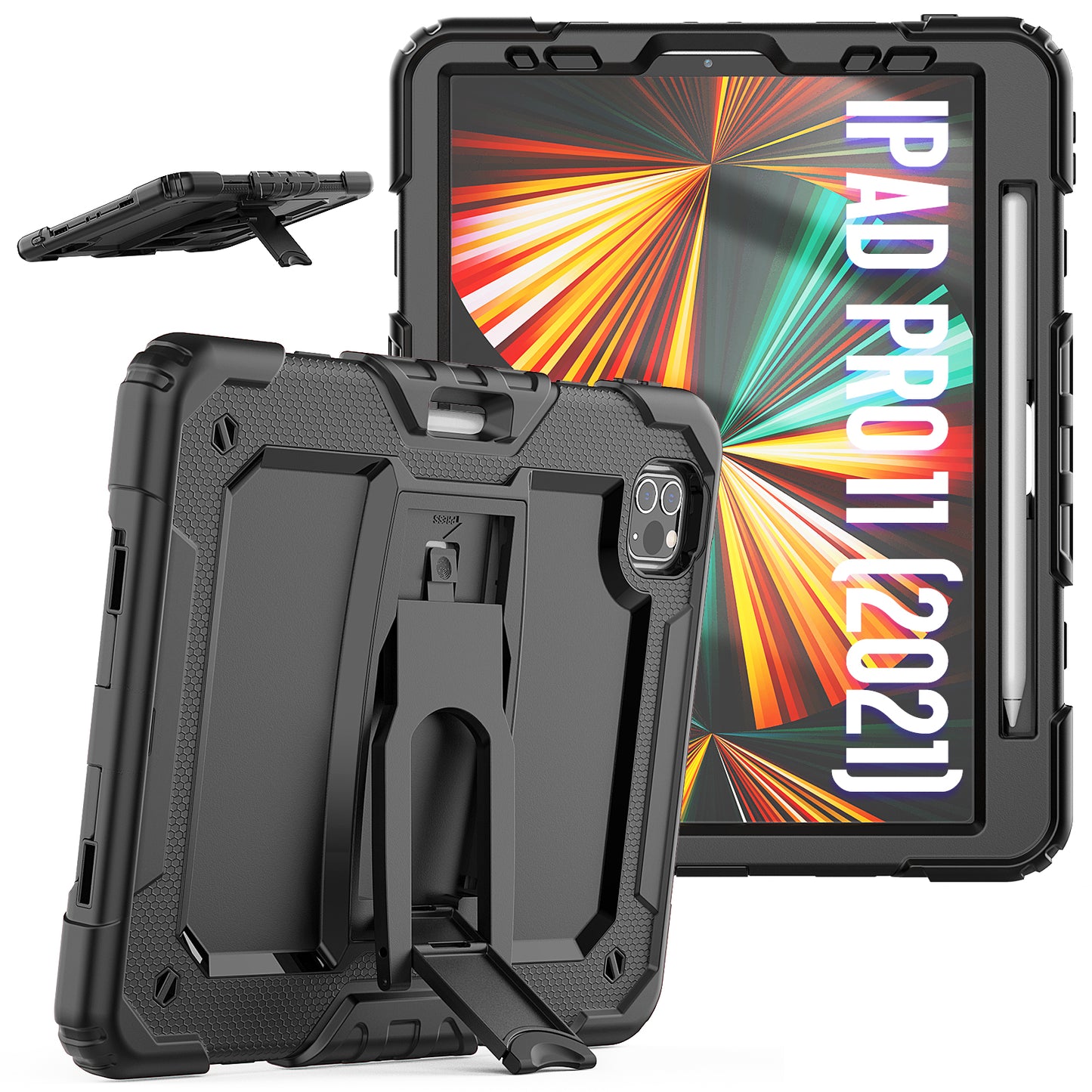 Kickstand iPad Pro 11 2020 Shockproof Case Built-in Screen Protector Shoulder Strap