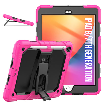 Kickstand iPad 9 Shockproof Case Built-in Screen Protector Shoulder Strap Detachable