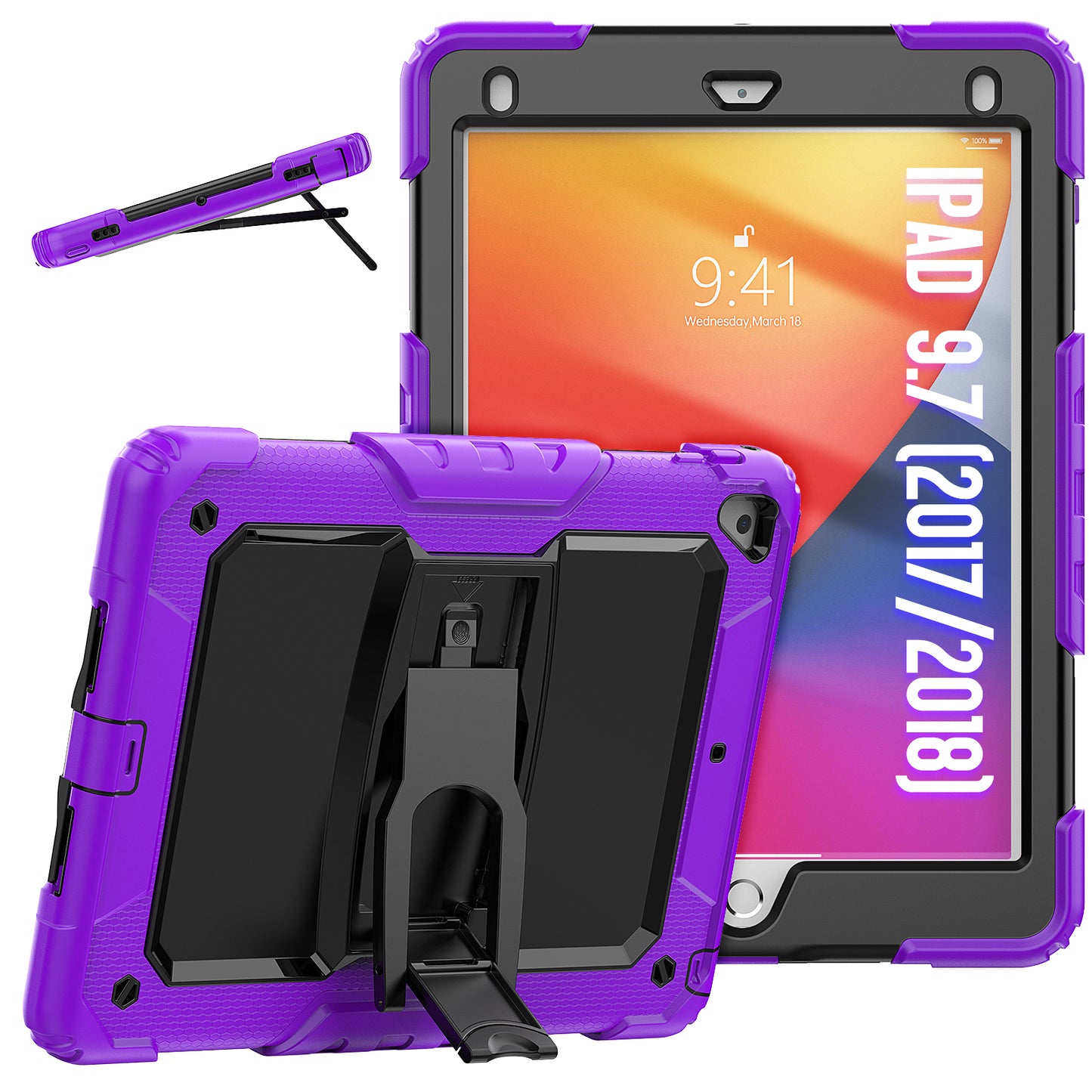 Kickstand iPad Pro 9.7 Shockproof Case Built-in Screen Protector Shoulder Strap