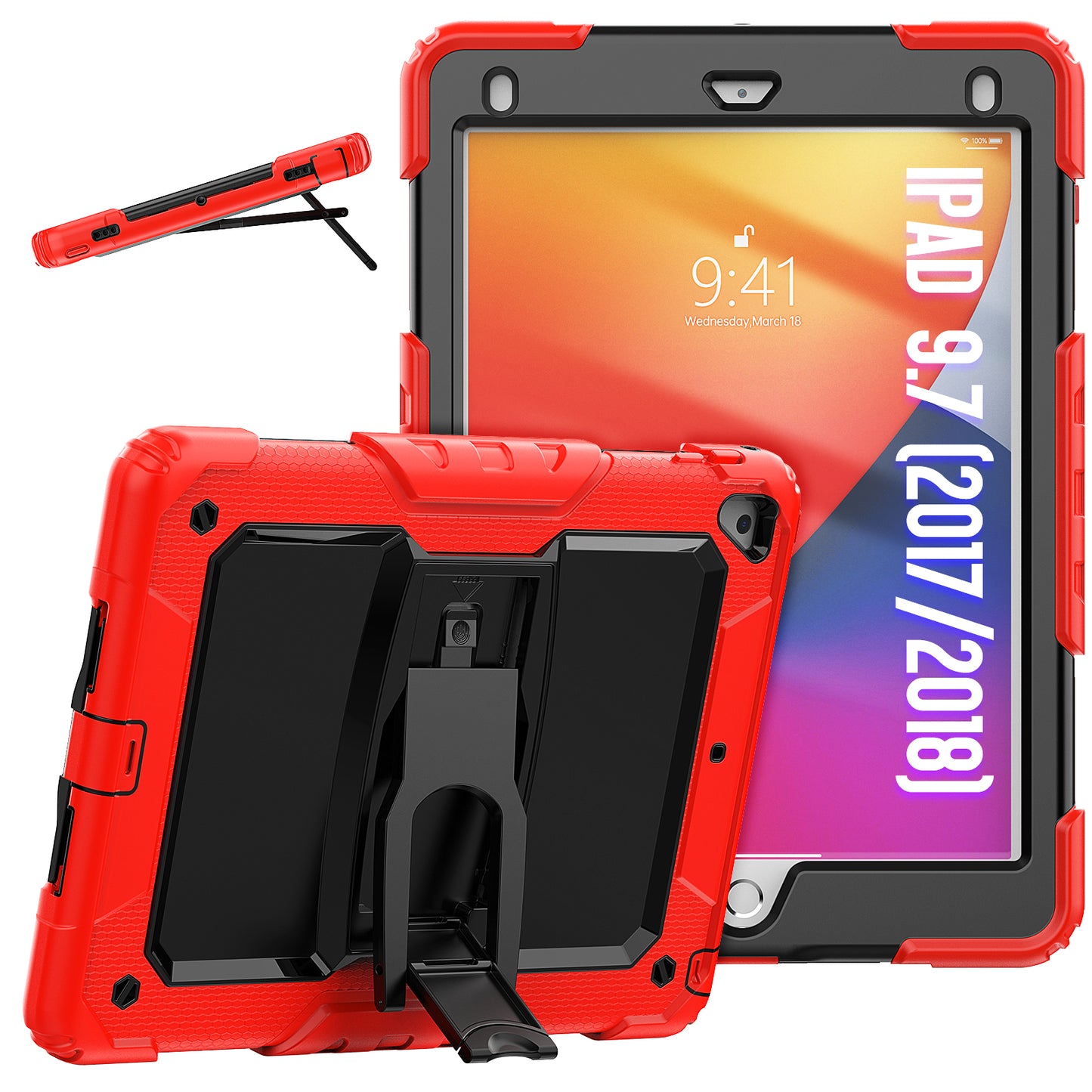 Kickstand iPad Pro 9.7 Shockproof Case Built-in Screen Protector Shoulder Strap