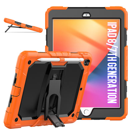 Kickstand iPad 9 Shockproof Case Built-in Screen Protector Shoulder Strap Detachable