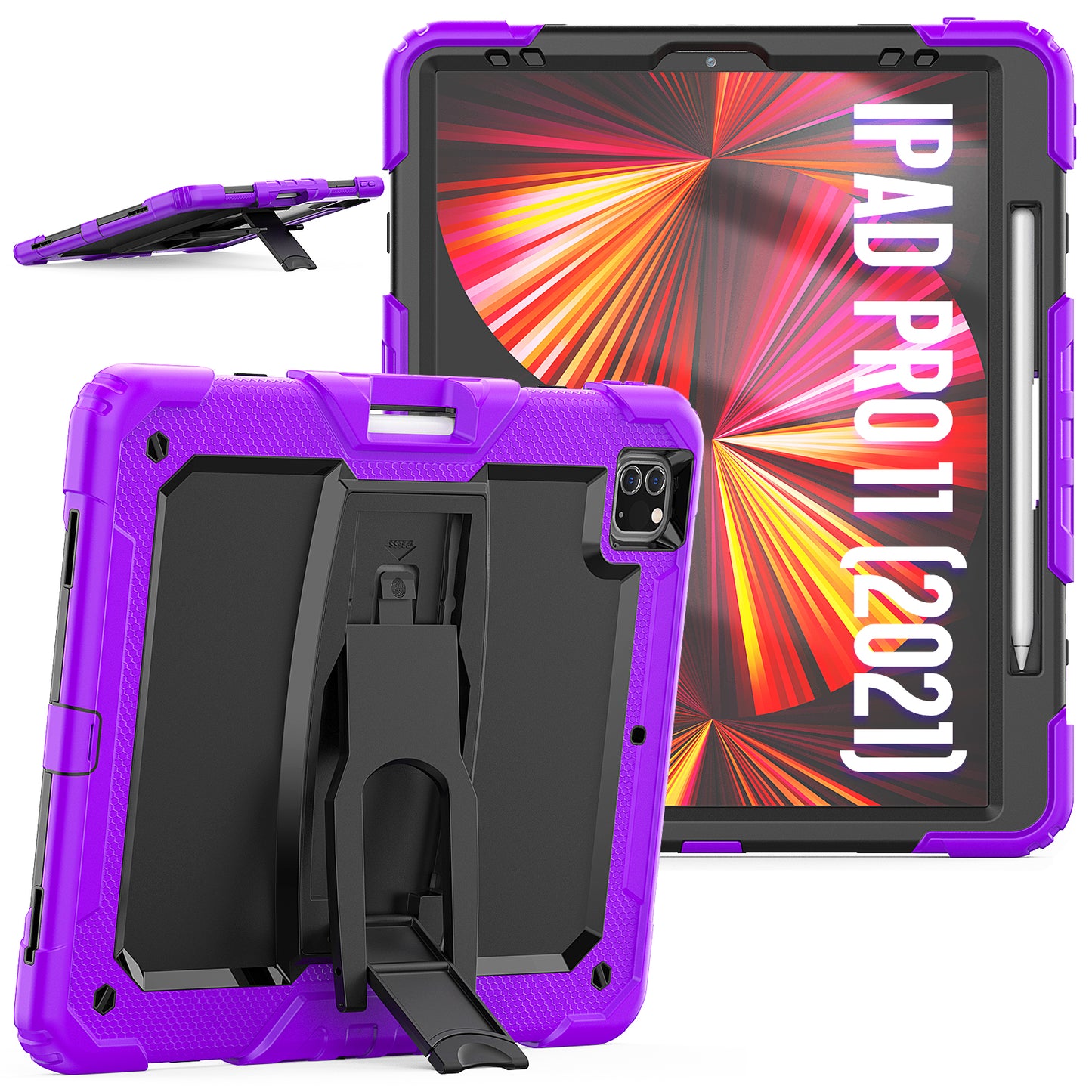 Kickstand iPad Pro 12.9 2018 Shockproof Case Built-in Screen Protector Shoulder Strap