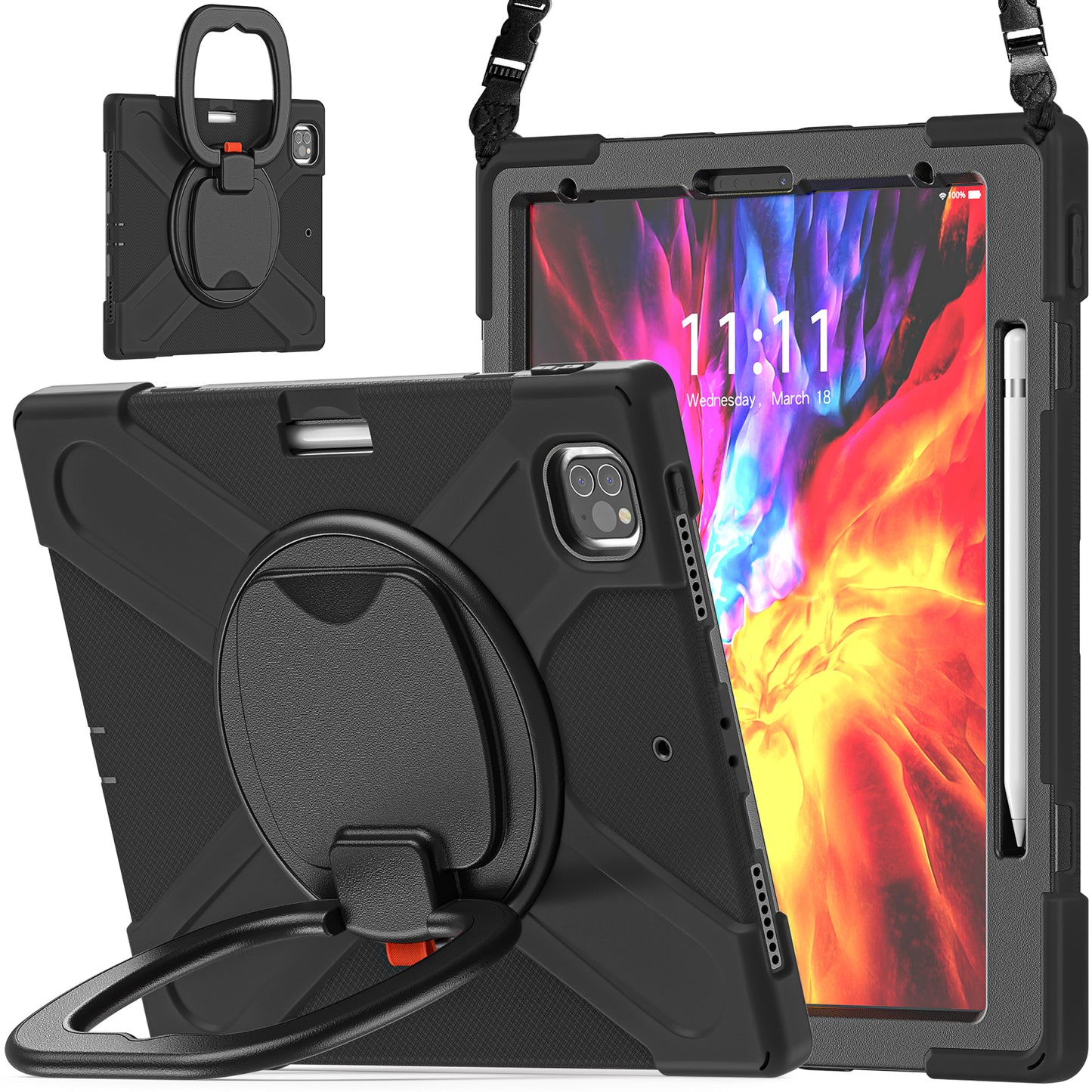 Pirate Box iPad Pro 11 (2018) Case Hook Stand Rotating Hand Holder Shoulder Strap