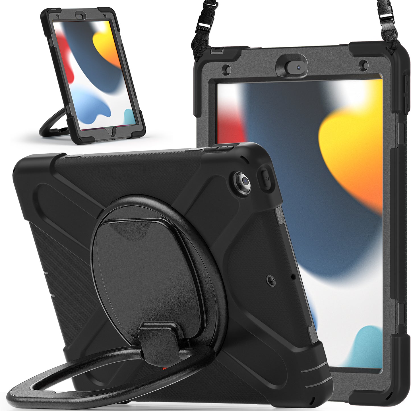 Pirate Box iPad 9 Case Hook Stand Rotating with Hand Holder Shoulder Strap