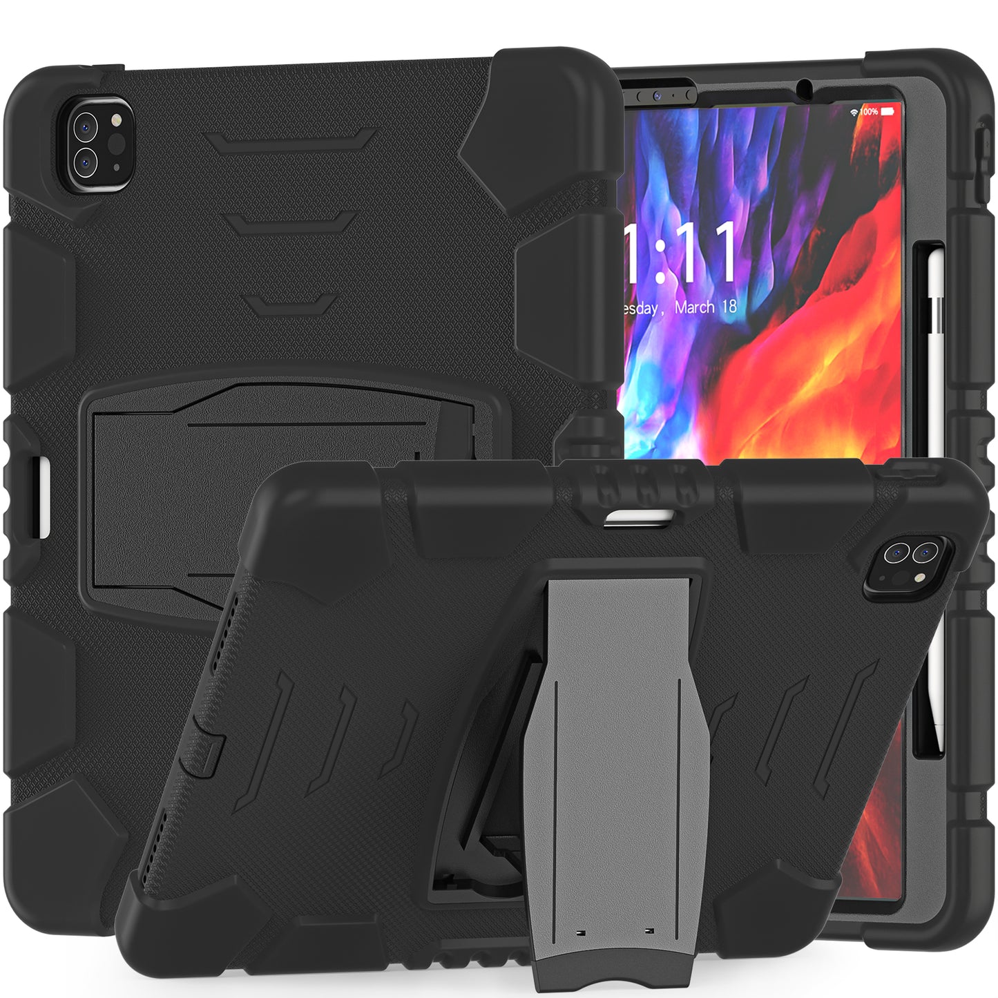 Gorilla King Kong iPad Pro 12.9 (2020) Case Full Body Triple Protection Folding Stand