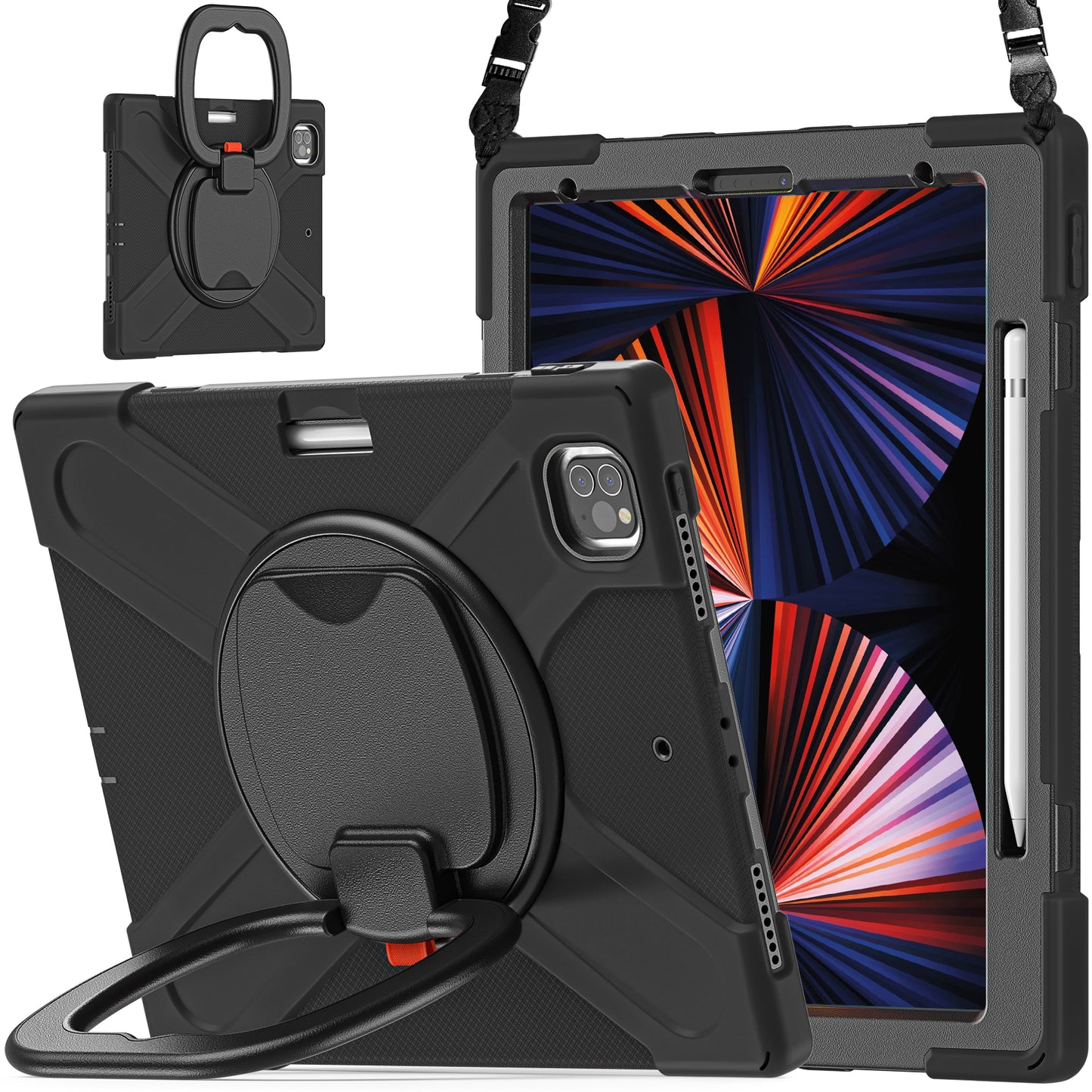 Pirate Box iPad Pro 12.9 (2018) Case Hook Stand Rotating with Hand Holder Shoulder Strap