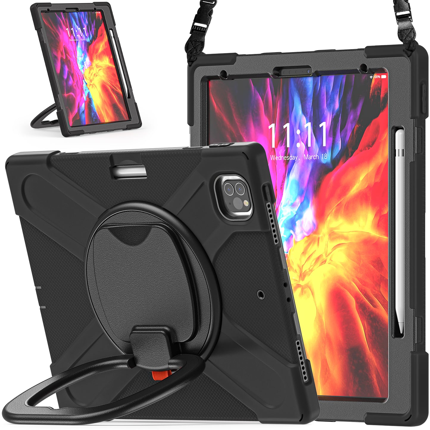 Pirate Box iPad Pro 11 (2021) Case Hook Stand Rotating with Hand Holder Shoulder Strap