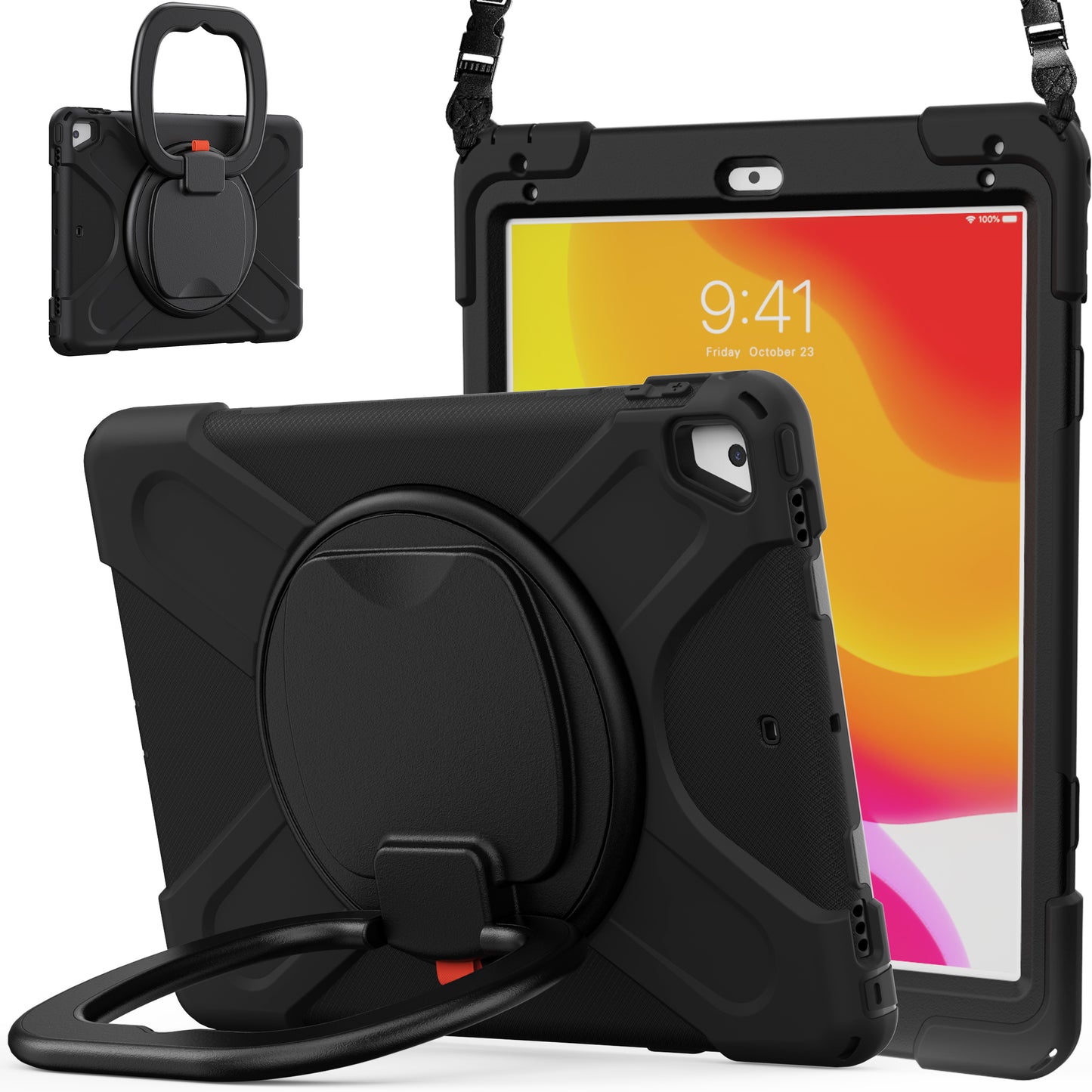 Pirate Box iPad 5 Case Hook Stand Rotating with Hand Holder Shoulder Strap