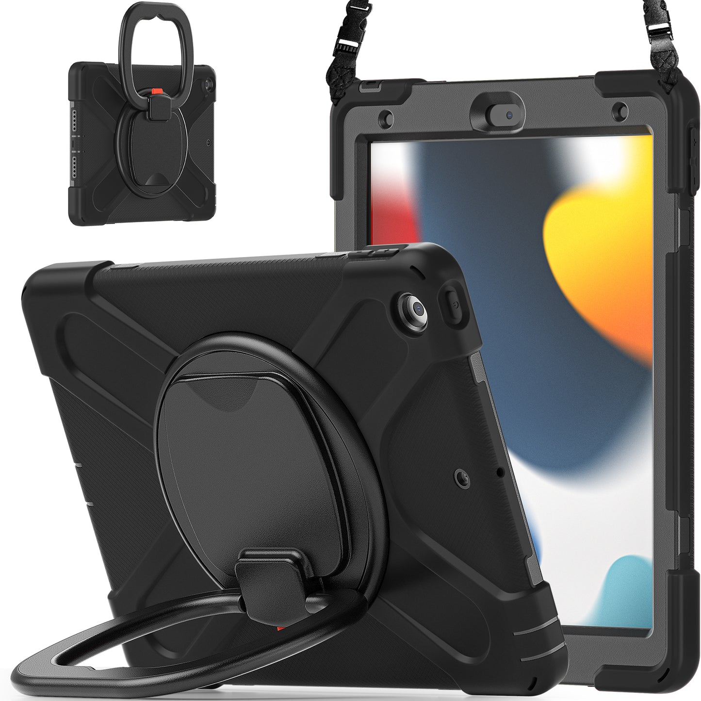 Pirate Box iPad 7 Case Hook Stand Rotating with Hand Holder Shoulder Strap