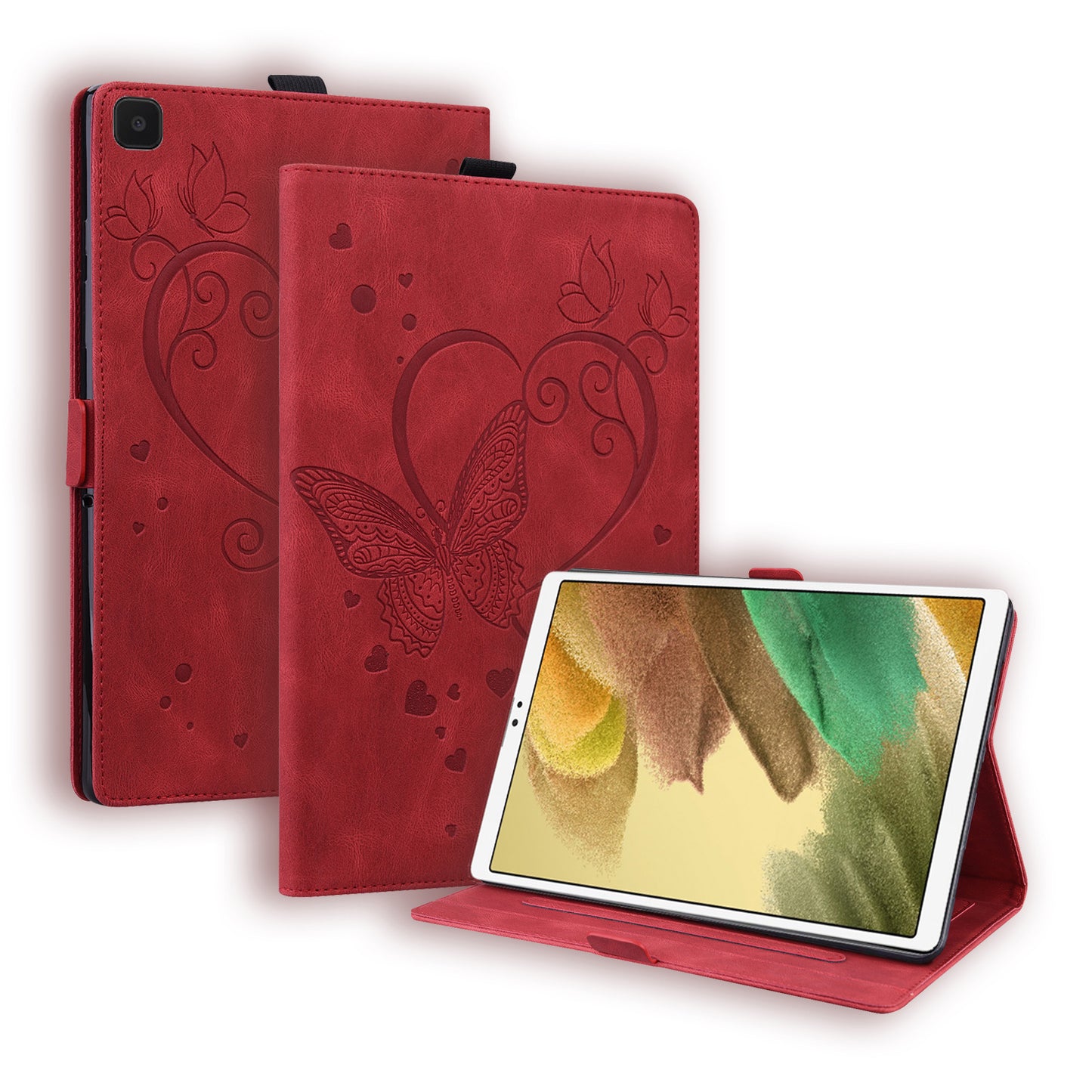 Love Butterfly Galaxy Tab A7 Lite Grils Leather Case Embossing Wallet Flip Stand