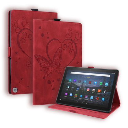 Love Butterfly Kindle Fire HD8 Plus (2020) Grils Leather Case Embossing Wallet Flip Stand