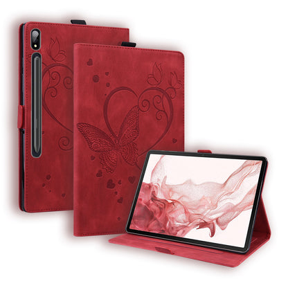 Love Butterfly Galaxy Tab S9 Ultra Grils Leather Case Embossing Wallet Flip Stand