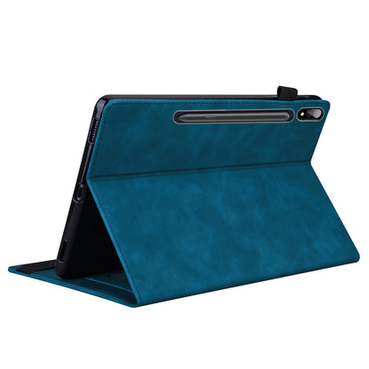 Business Stitching Galaxy Tab S7 FE Leather Case Homochromatic Retro Wallet Stand