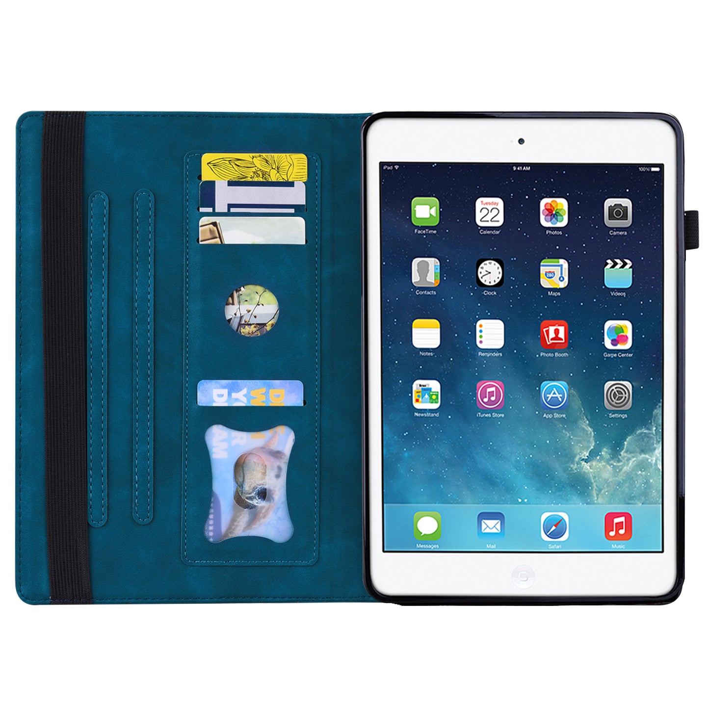 Business Stitching iPad Mini 3 Leather Case Homochromatic Retro Wallet Stand