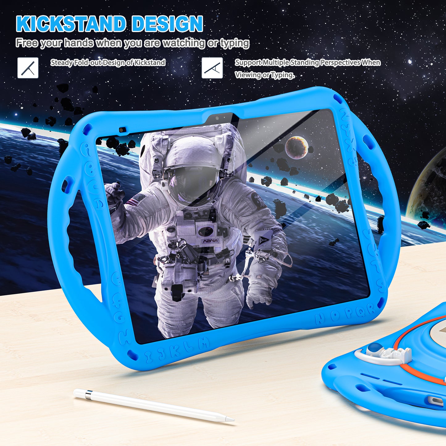 Spaceman iPad 10 Case 360 Rotating Hand Strap Removable Shoulder Strap