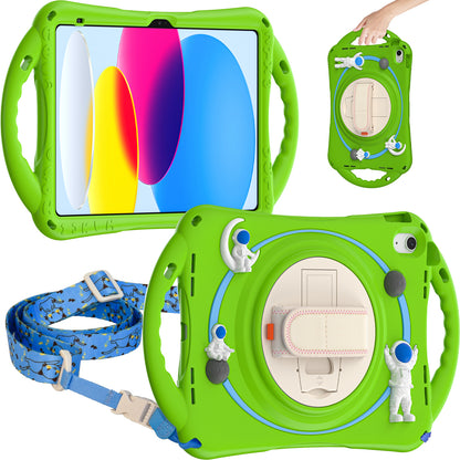 Spaceman iPad 10 Case 360 Rotating Hand Strap Removable Shoulder Strap