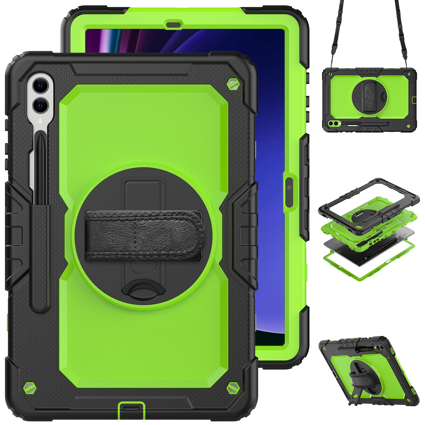 Tough Strap Galaxy Tab S9+ Shockproof Case Multi-functional Built-in Screen Protector