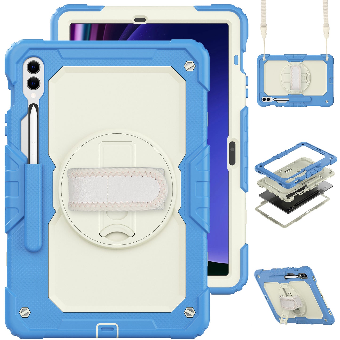 Tough Strap Galaxy Tab S9 Shockproof Case Multi-functional Built-in Screen Protector