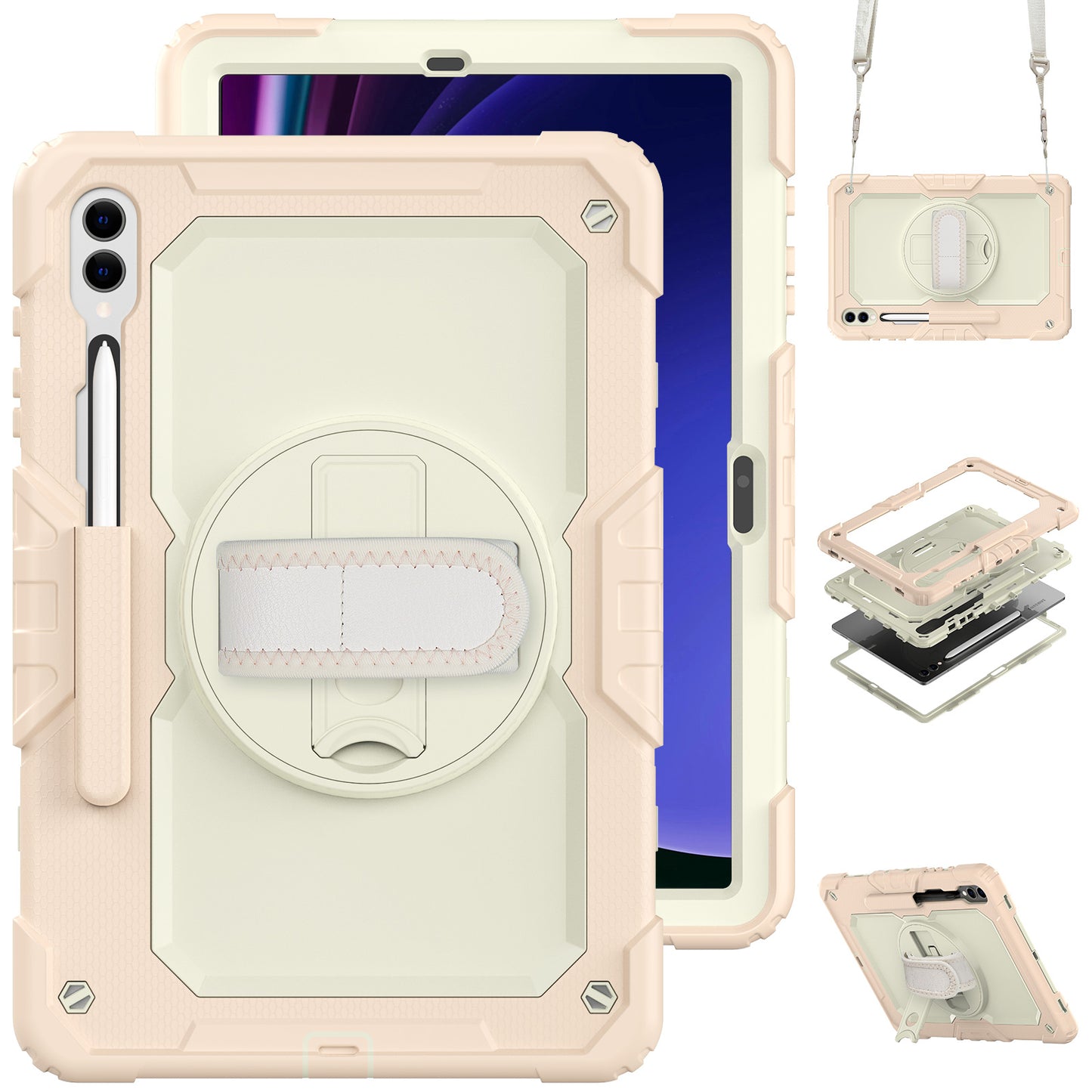 Tough Strap Galaxy Tab S9+ Shockproof Case Multi-functional Built-in Screen Protector