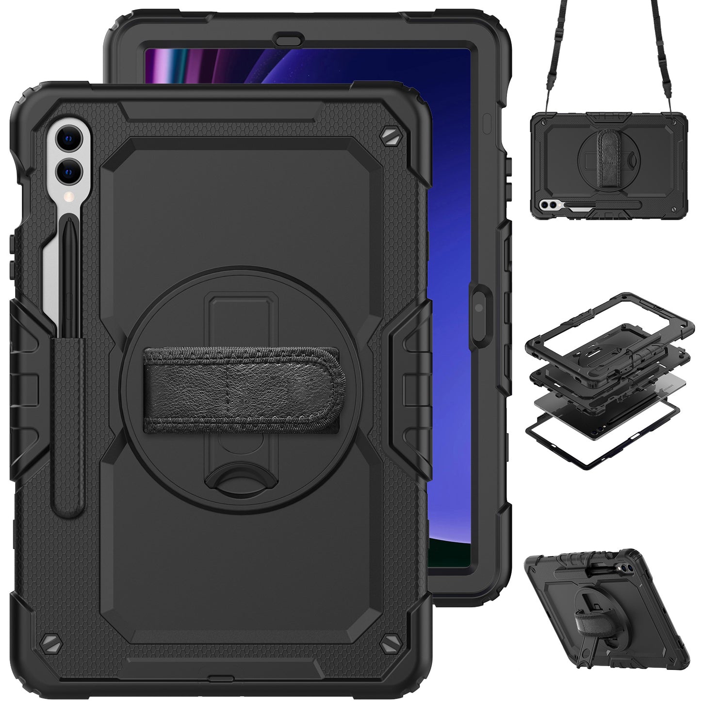 Tough Strap Galaxy Tab S9 FE Shockproof Case Multi-functional Built-in Screen Protector