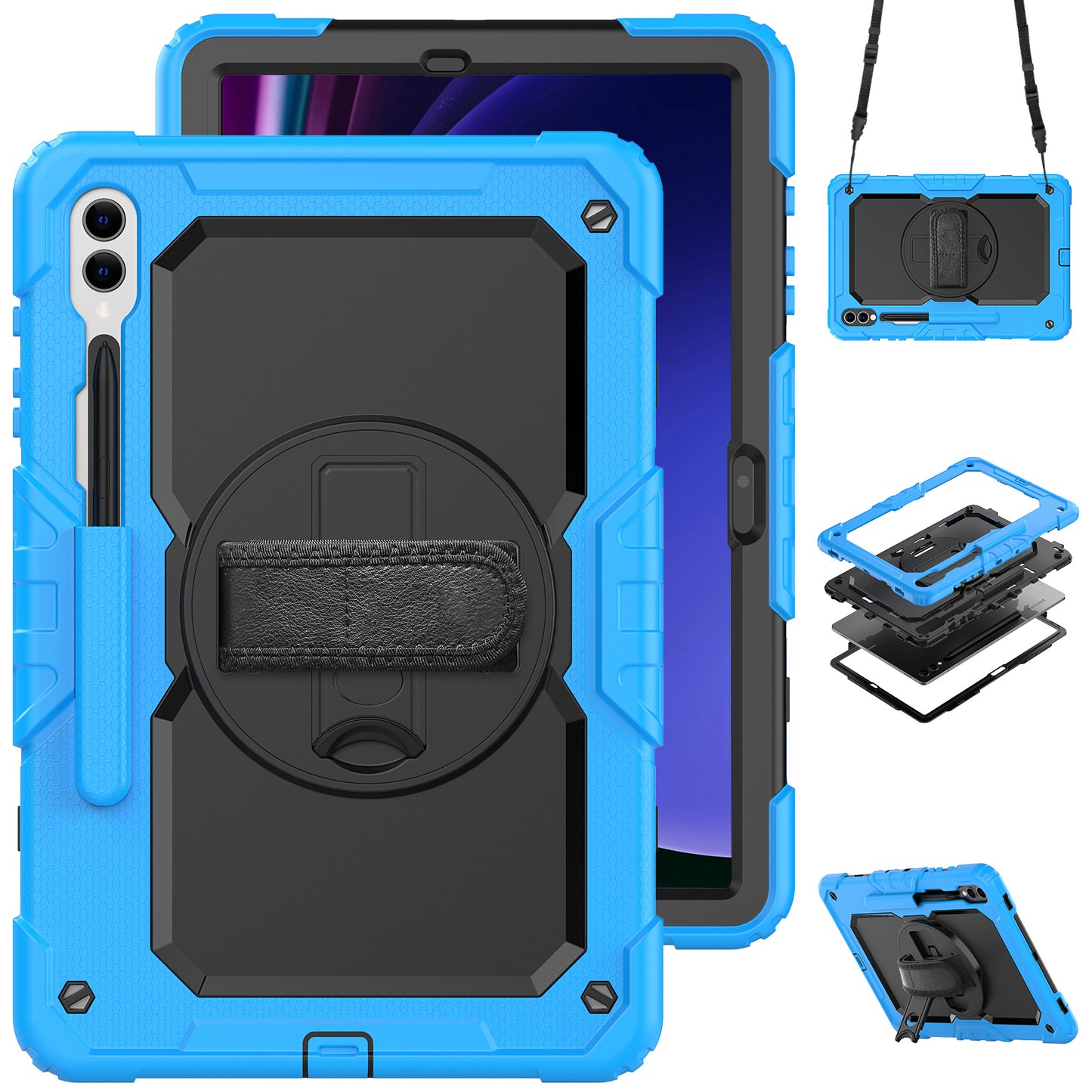 Tough Strap Galaxy Tab S9+ Shockproof Case Multi-functional Built-in Screen Protector