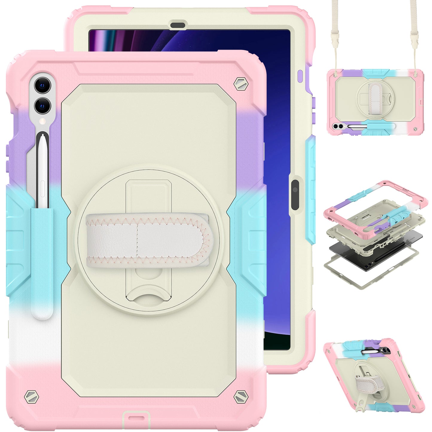 Tough Strap Galaxy Tab S9 Shockproof Case Multi-functional Built-in Screen Protector