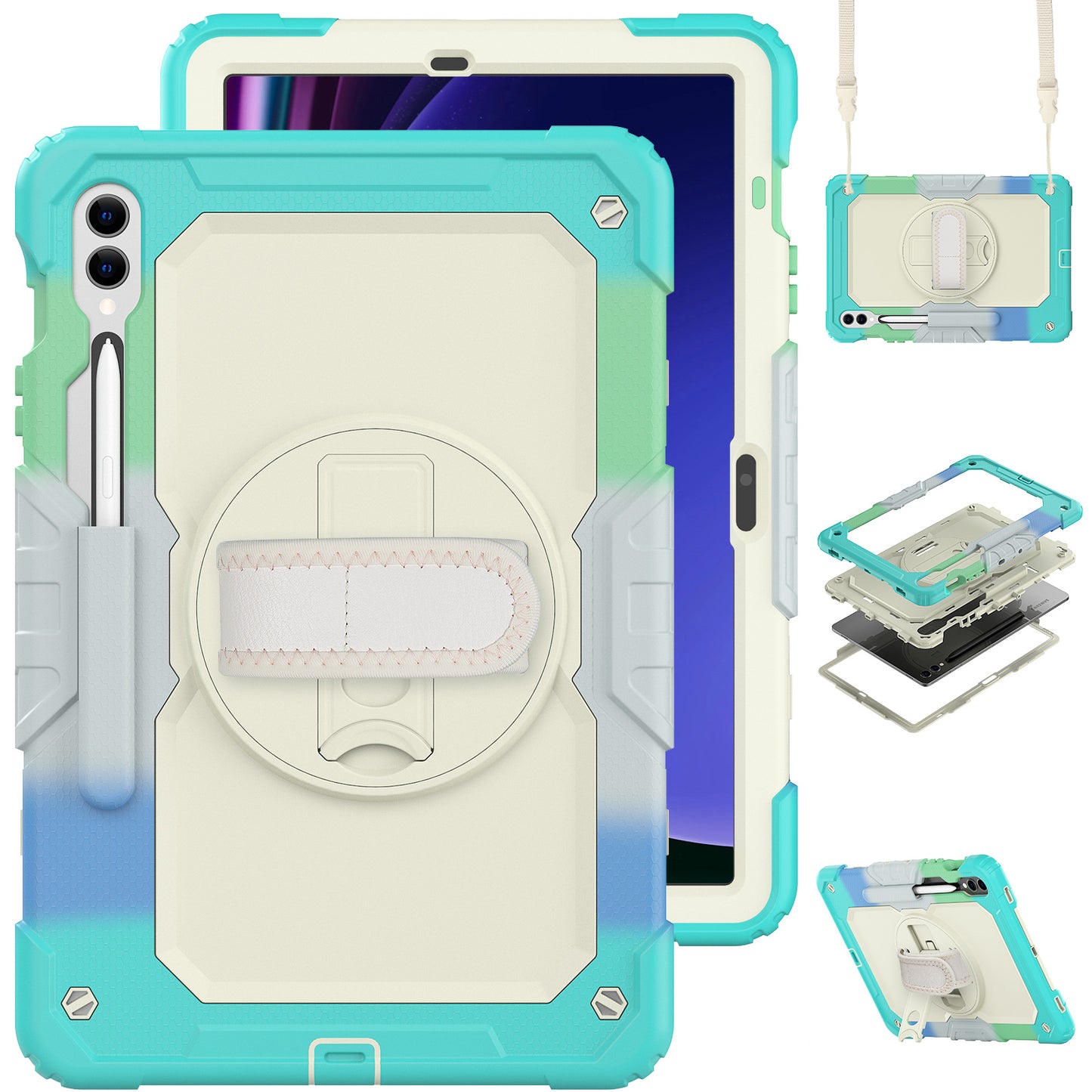 Tough Strap Galaxy Tab S9 Shockproof Case Multi-functional Built-in Screen Protector