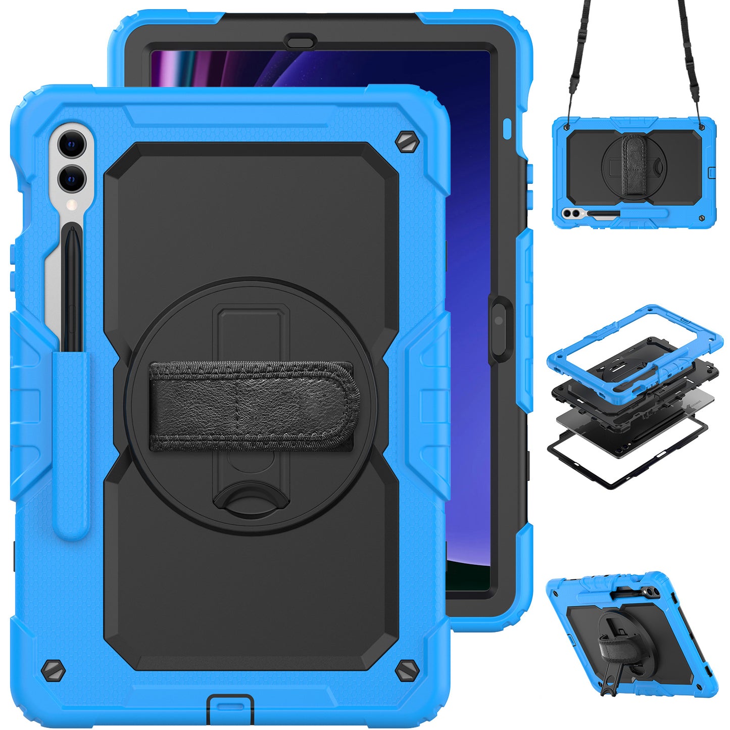 Tough Strap Galaxy Tab S9 FE Shockproof Case Multi-functional Built-in Screen Protector