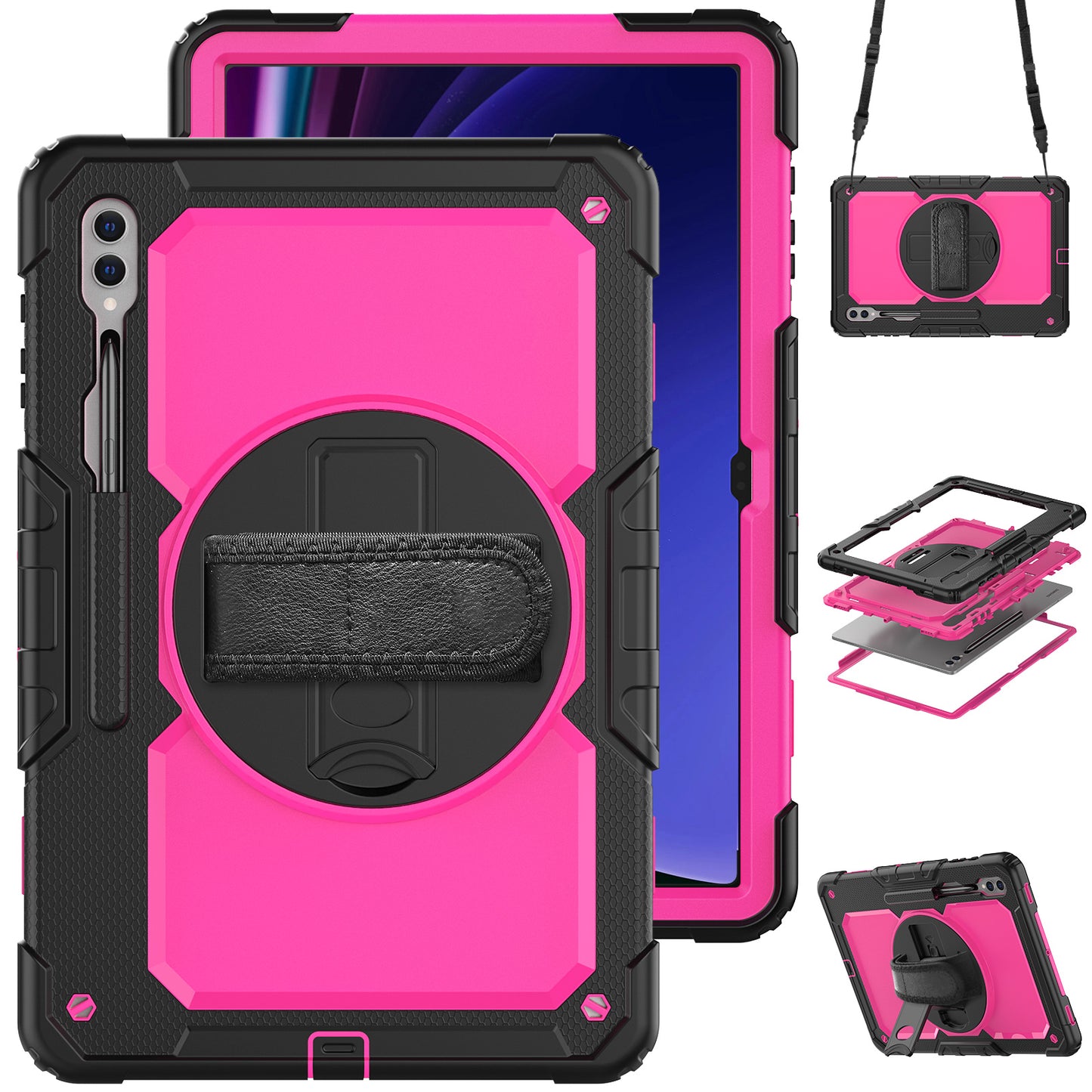 Tough Strap Galaxy Tab S9 Ultra Shockproof Case Multi-functional Built-in Screen Protector