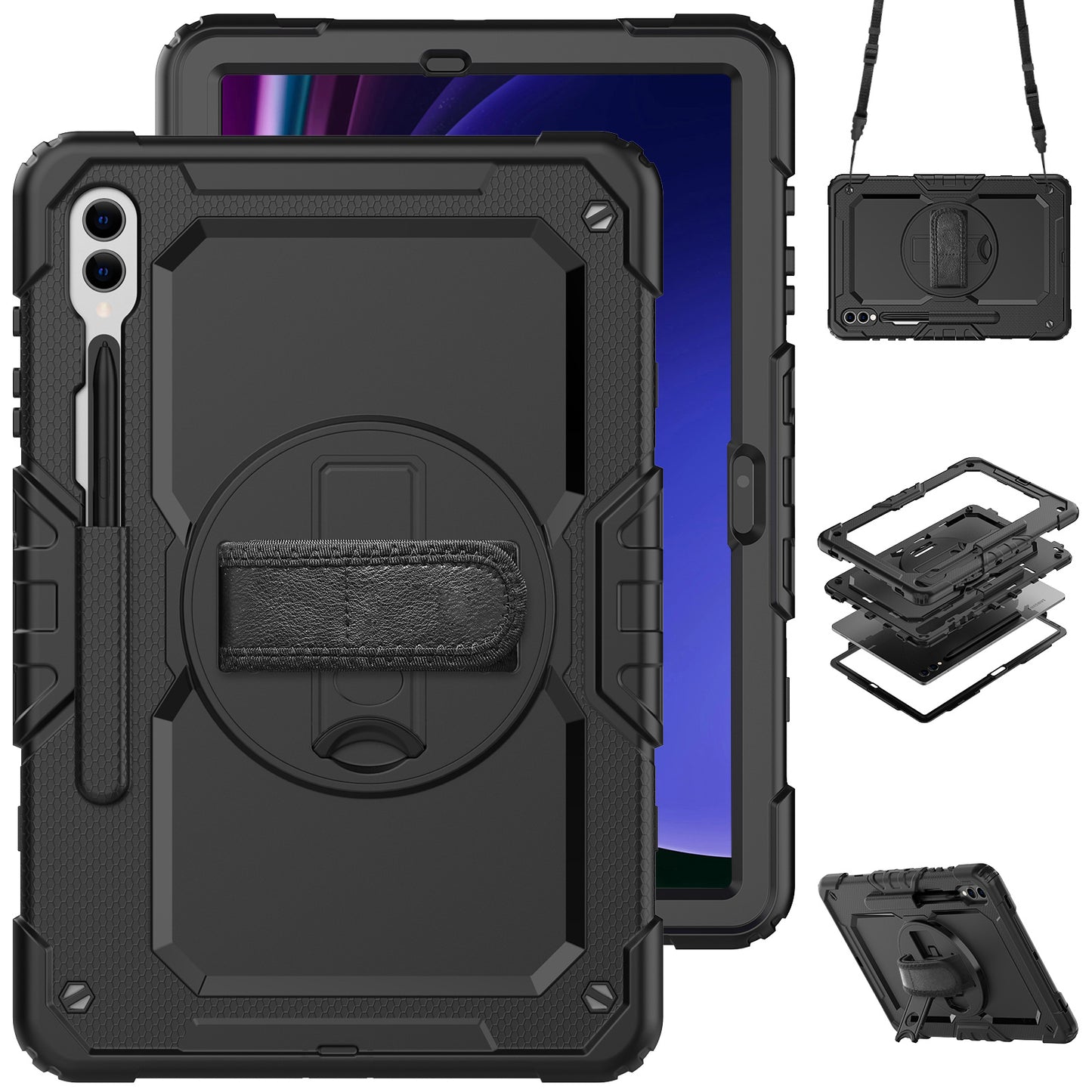 Tough Strap Galaxy Tab S9+ Shockproof Case Multi-functional Built-in Screen Protector