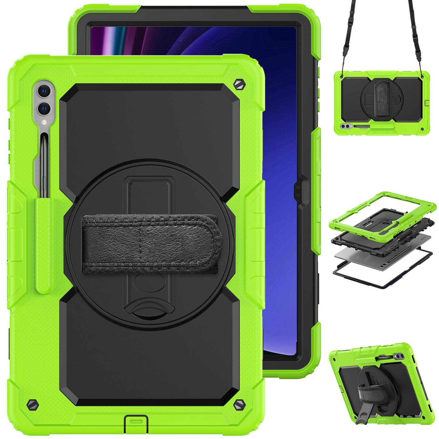 Tough Strap Galaxy Tab S9 Ultra Shockproof Case Multi-functional Built-in Screen Protector