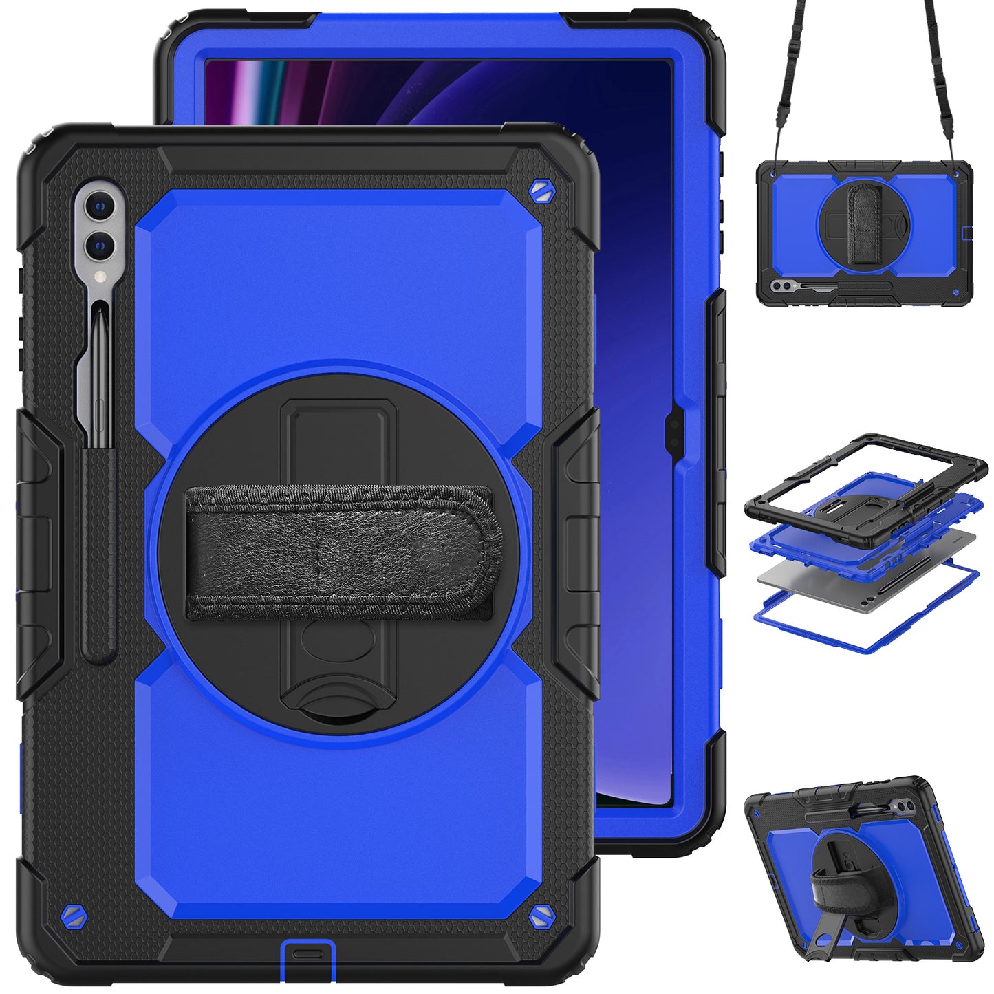 Tough Strap Galaxy Tab S9 Ultra Shockproof Case Multi-functional Built-in Screen Protector