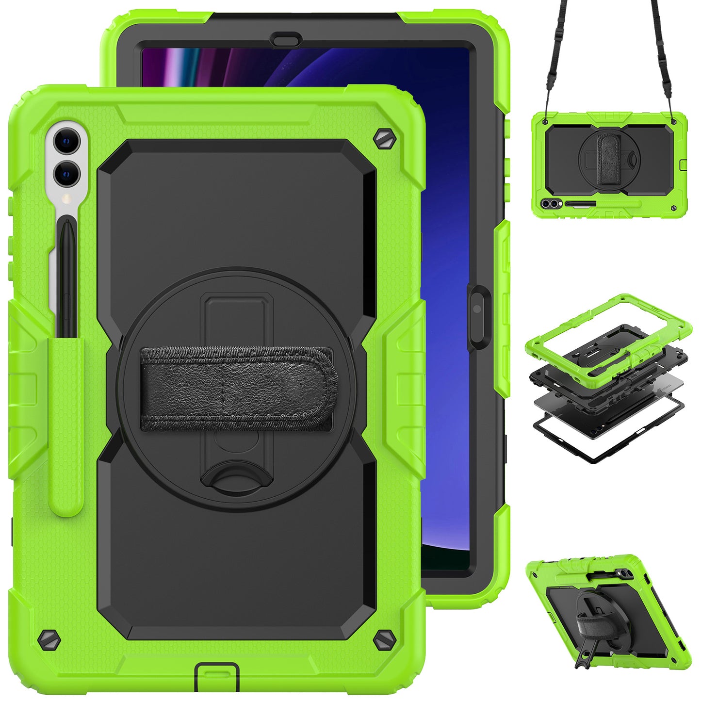 Tough Strap Galaxy Tab S9+ Shockproof Case Multi-functional Built-in Screen Protector