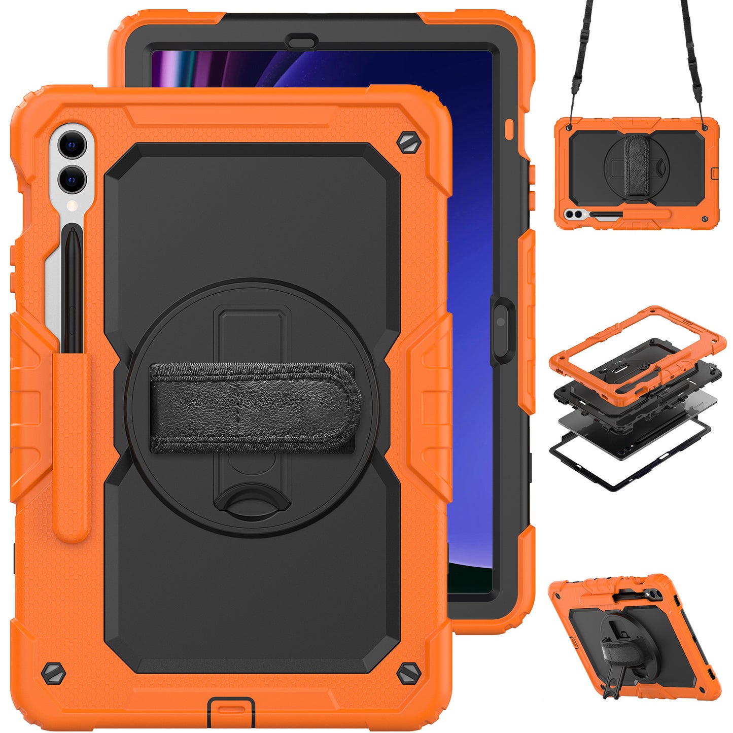 Tough Strap Galaxy Tab S9 Shockproof Case Multi-functional Built-in Screen Protector