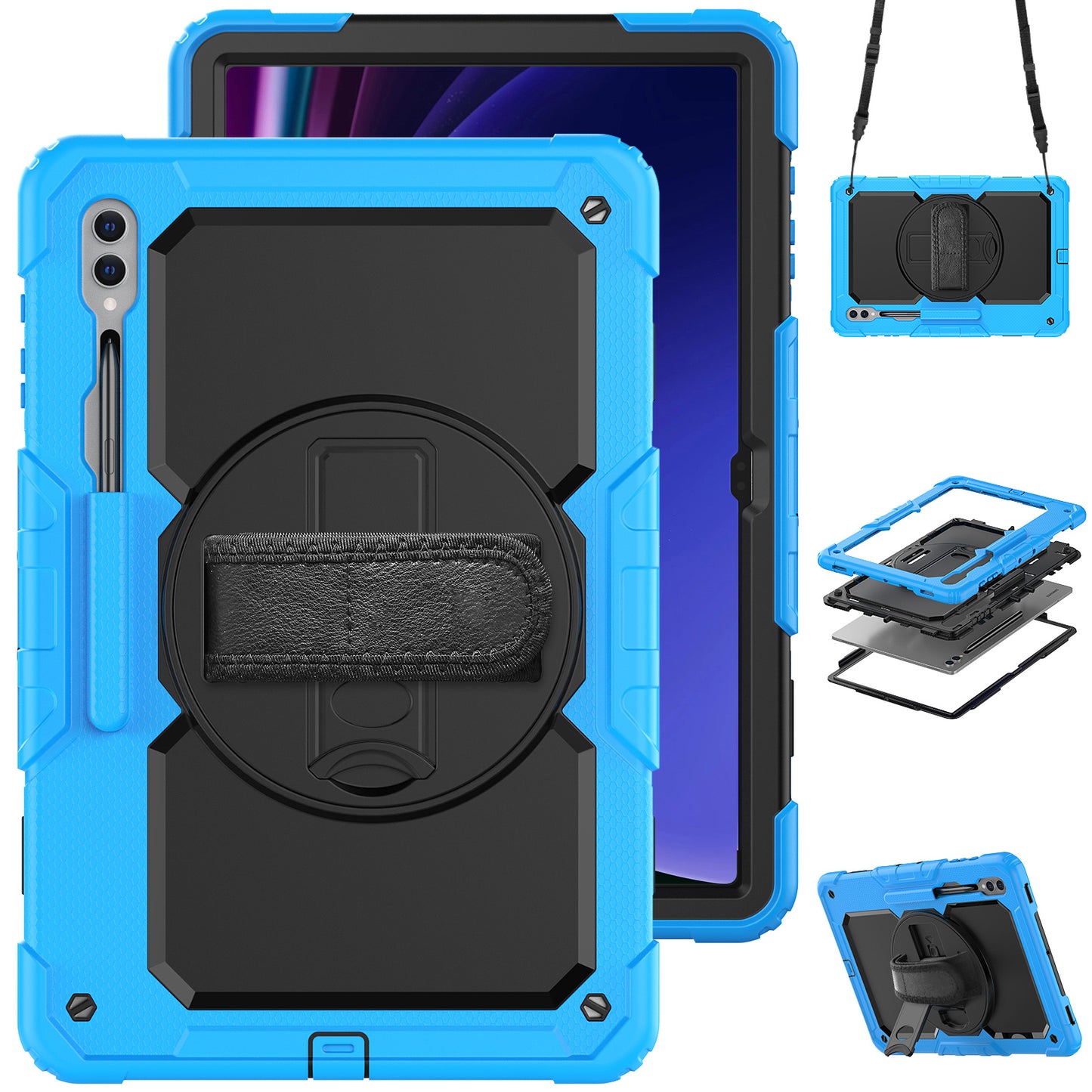 Tough Strap Galaxy Tab S9 Ultra Shockproof Case Multi-functional Built-in Screen Protector