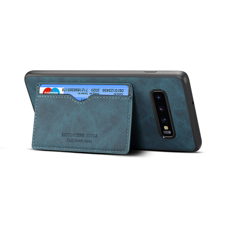 Horizontal Card Holder Galaxy S10 5G Back Cover Retro Leather Magnetic Stand